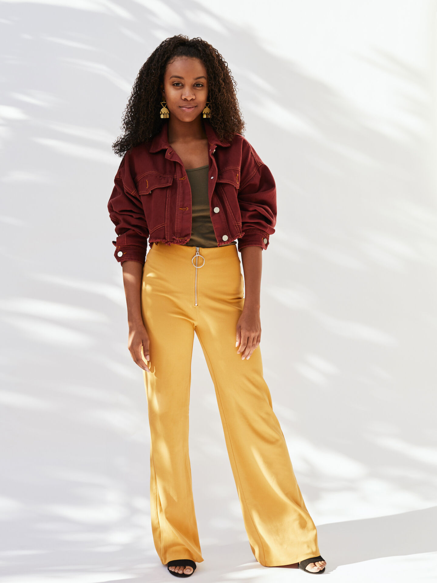 Wide Ankle Yellow Pants  large